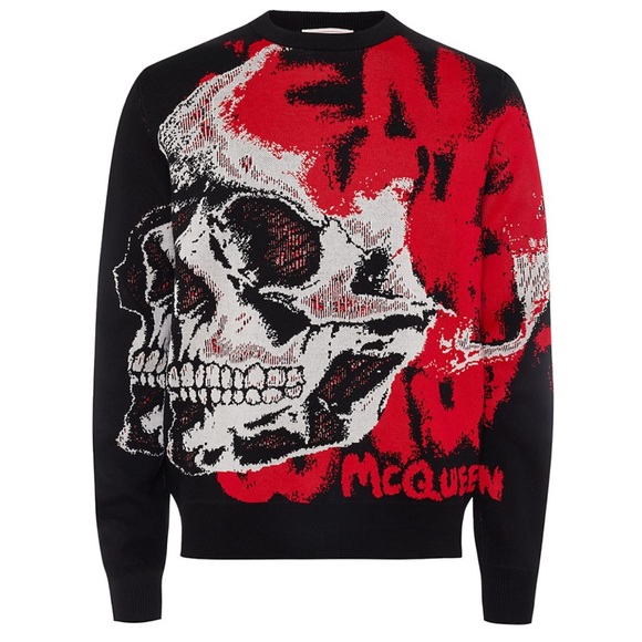 Alexander McQueen Other - Alexander McQueen Graffiti Skull Sweater Black Red Men’s L